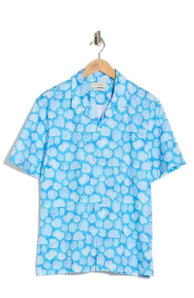 Bugatchi Cole Coral Print Ooohcotton® Camp Shirt In Blue
