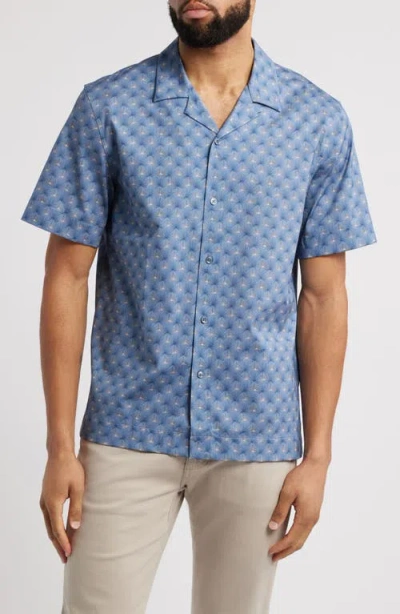 Bugatchi Cole Ooohcotton® Floral Camp Shirt In Cobalt