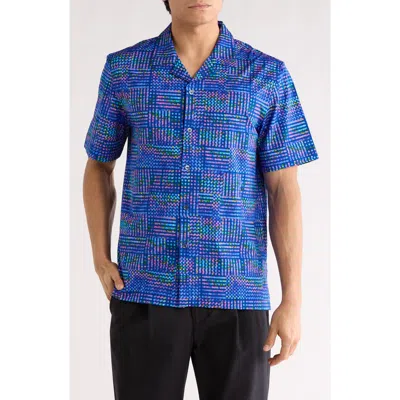 Bugatchi Cole Ooohcotton® Short Sleeve Button-up Shirt In Blue
