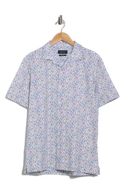 Bugatchi Cole Short Sleeve 8-way Stretch Ooohcotton® Button-up Shirt In Gray