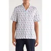 Bugatchi Cole Short Sleeve 8-way Stretch Ooohcotton® Camp Shirt In Blue