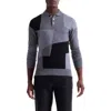 Bugatchi Colorblock Merino Wool Polo Sweater In Gray