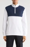 Bugatchi Colorblock Quarter Zip Pullover In White