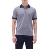 Bugatchi Contrast Trim Zip Polo In Blue