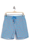 Bugatchi Cosmo Print Swim Trunks In Pimento