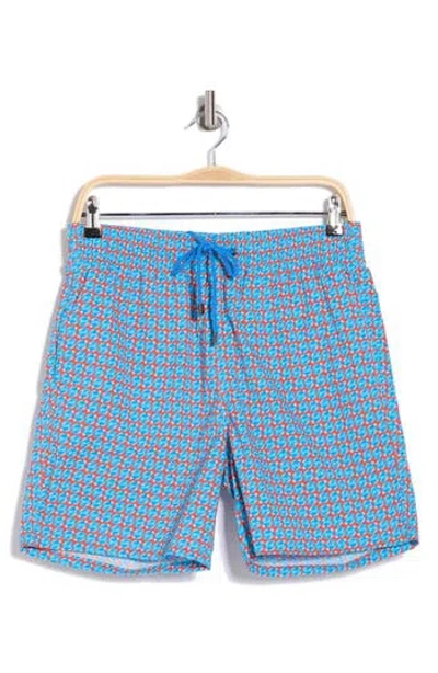 Bugatchi Cosmo Print Swim Trunks In Pimento