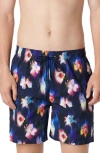 Bugatchi Men's Cosmo Neon Floral Swim Trunks In Night Blue