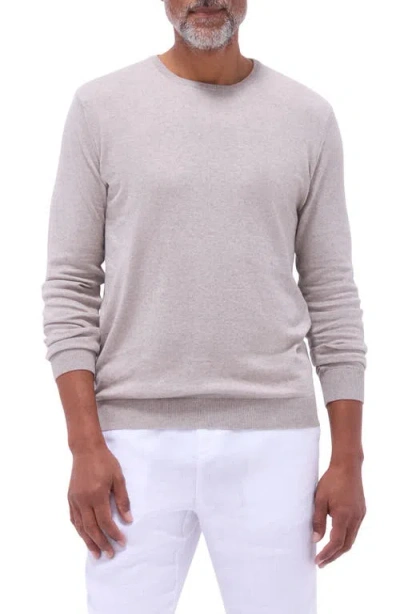 Bugatchi Cotton & Cashmere Crewneck Sweater In Stone