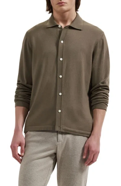Bugatchi Cotton & Modal Polo Cardigan In Green