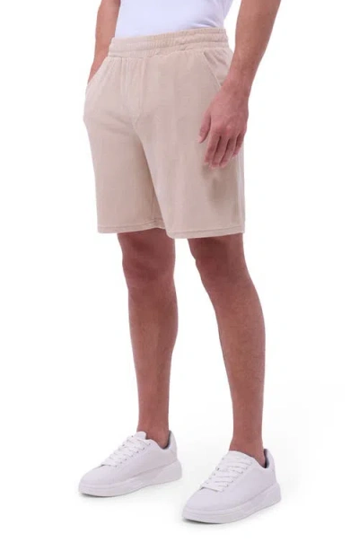 Bugatchi Cotton Blend French Terry Drawstring Shorts In Sand