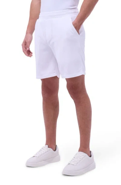 Bugatchi Cotton Blend French Terry Drawstring Shorts In White