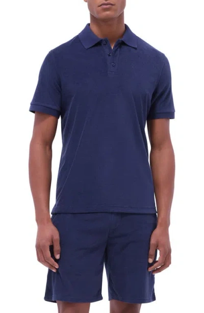 Bugatchi Cotton Blend French Terry Polo In Blue