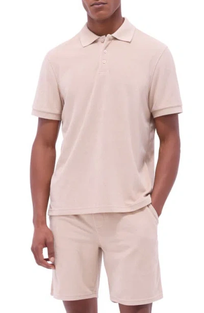 Bugatchi Cotton Blend French Terry Polo In Neutral