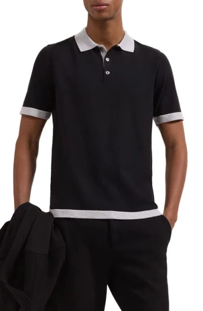 Bugatchi Cotton Blend Polo Sweater In Black