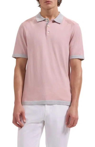 Bugatchi Cotton Blend Polo Sweater In Pink