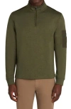 Bugatchi Cotton Blend Quarter Zip Sweater In Green