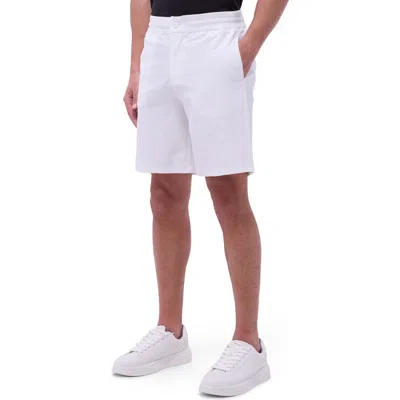 Bugatchi Cotton Blend Seersucker Shorts In White