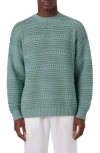 Bugatchi Cotton Crewneck Sweater In Green