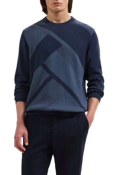 Bugatchi Cotton Crewneck Sweater In Blue