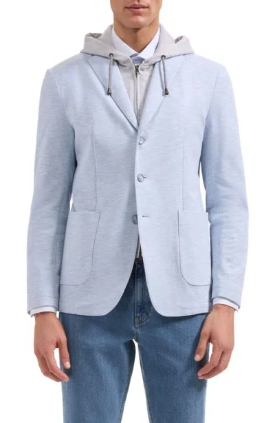 Bugatchi Cotton Mélange Piqué Blazer With Removable Hooded Bib In Blue