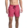 Bugatchi Crab Print Swim Trunks In Ruby
