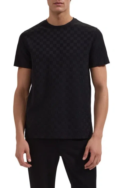 Bugatchi Crewneck Jacquard Checkerboard T-shirt In Black