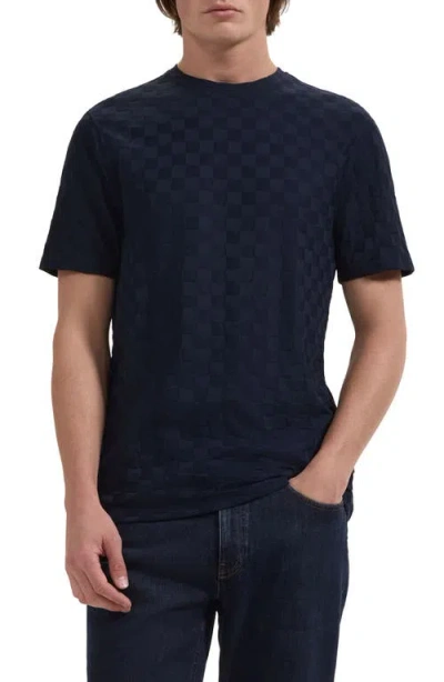 Bugatchi Crewneck Jacquard Checkerboard T-shirt In Blue