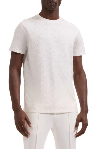 Bugatchi Crewneck Jacquard Checkerboard T-shirt In White