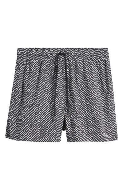 Bugatchi Cruz Print Swim Trunks In Black