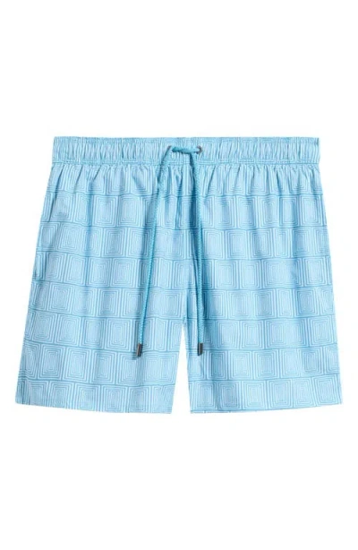 Bugatchi Cruz Print Swim Trunks In Blue