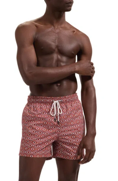 Bugatchi Cruz Print Swim Trunks In Pink