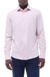 Bugatchi Devon Micro Houndstooth Ooohcotton® Button-up Shirt In Dusty Pink