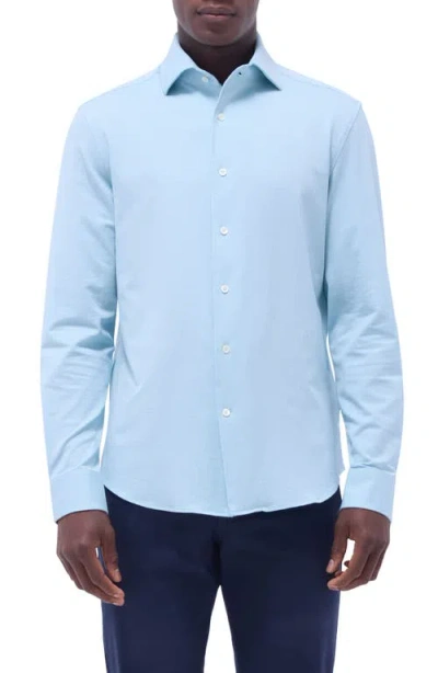 Bugatchi Devon Micro Houndstooth Ooohcotton® Button-up Shirt In Turquoise