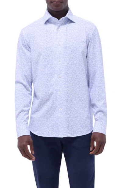 Bugatchi Devon Ooohcotton® Floral Button-up Shirt In Blue