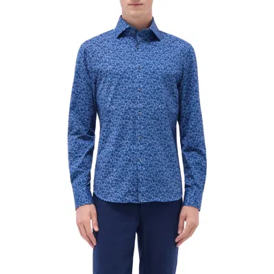 Bugatchi Devon Ooohcotton® Floral Button-up Shirt In Indigo