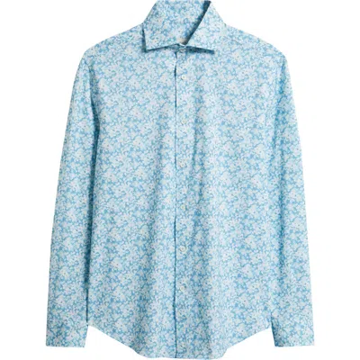 Bugatchi Devon Ooohcotton® Floral Print Long Sleeve Button-up Shirt In Blue