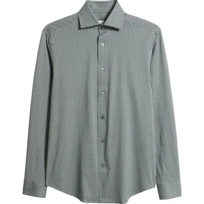 Bugatchi Devon Ooohcotton® Floral Print Long Sleeve Button-up Shirt In Gray