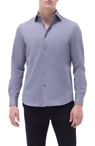 Bugatchi Devon Ooohcotton® Geo Print Button-up Shirt In Black/blue