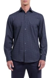 Bugatchi Devon Ooohcotton® Geo Print Button-up Shirt In Blue