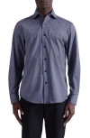 Bugatchi Devon Ooohcotton® Geo Print Button-up Shirt In Blue