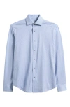 Bugatchi Devon Ooohcotton® Geo Print Button-up Shirt In Blue