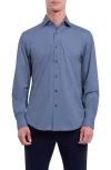 Bugatchi Devon Ooohcotton® Geo Print Button-up Shirt In Blue