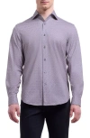 Bugatchi Devon Ooohcotton® Geo Print Button-up Shirt In Gray