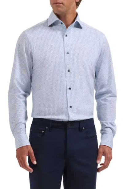 Bugatchi Devon Ooohcotton® Geo Print Button-up Shirt In Blue