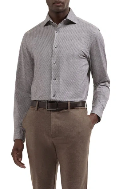 Bugatchi Devon Ooohcotton® Geo Print Button-up Shirt In Gray
