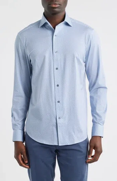Bugatchi Devon Ooohcotton® Geo Print Button-up Shirt In Blue