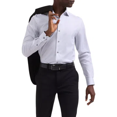 Bugatchi Devon Ooohcotton® Geo Print Button-up Shirt In White
