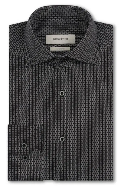 Bugatchi Devon Ooohcotton® Geometric Button-up Shirt In Black