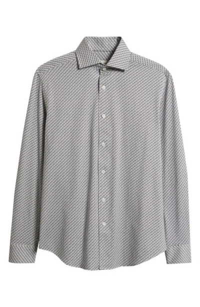 Bugatchi Devon Ooohcotton® Geometric Print Long Sleeve Button-up Shirt In Blue