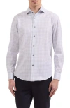 Bugatchi Devon Ooohcotton® Grid Button-up Shirt In White
